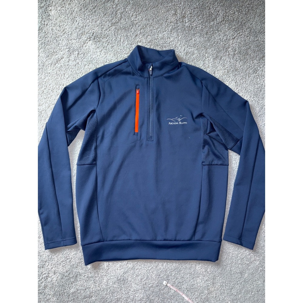Antigua Mens Arcadia Bluffs Golf Quarter Zip Pullover Navy Blue Small Stretch